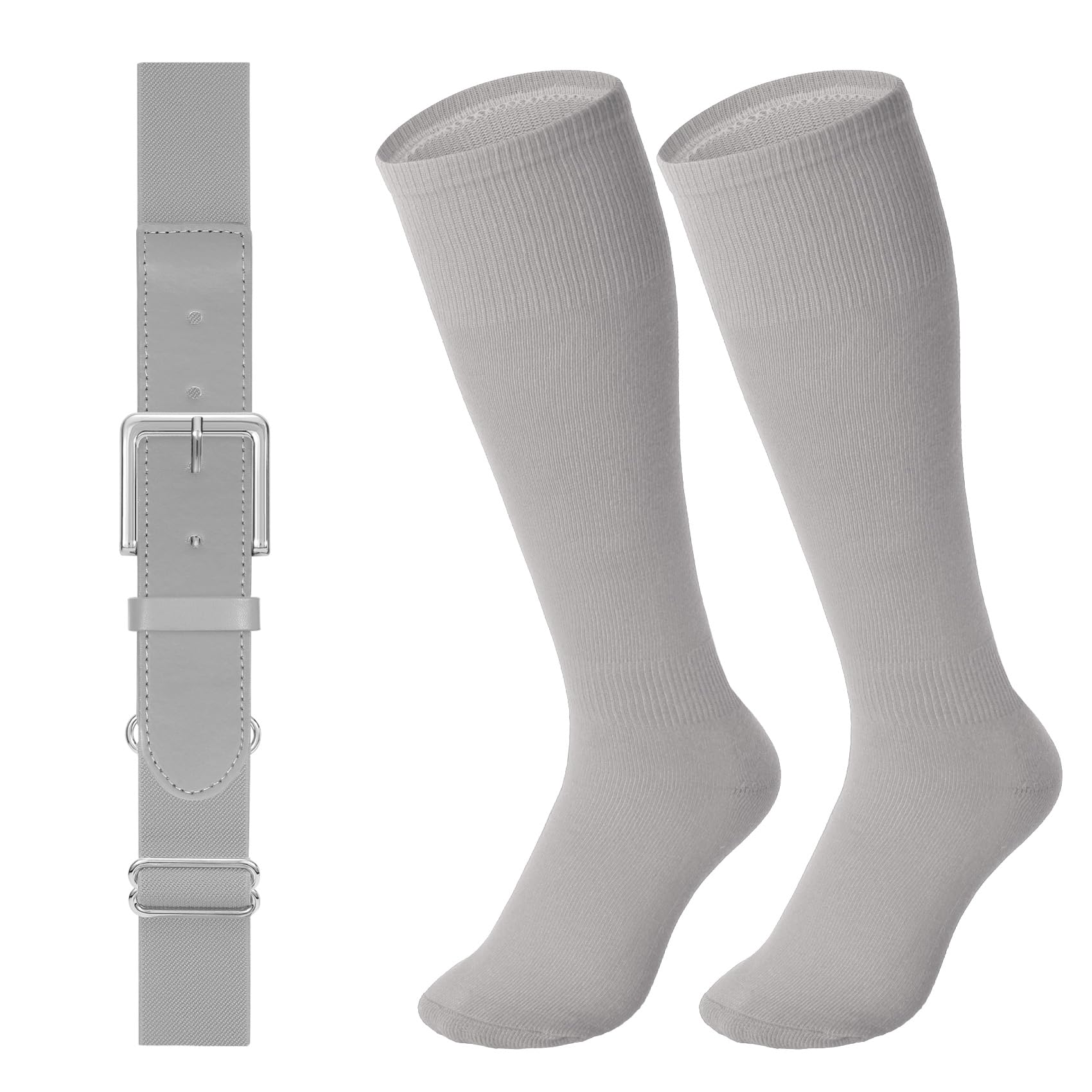 LEACOOLKEY Baseball Belt and Socks Combo Set Adjustable Softball Socks and Elastic Belt for Youth and Adult