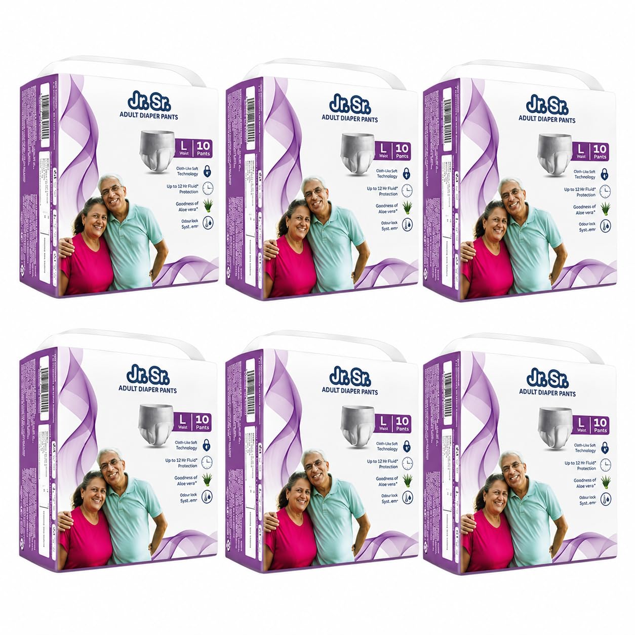 Jr. Sr. Adult Diaper Pants Style | Large (L) Size 10 Counts | Waist 30"-50" (76-127cm)| Upto 12 hr Absorption Protection | Unisex with Wetness Indicator | Odour Control & Goodness of Aloe Vera-image-39