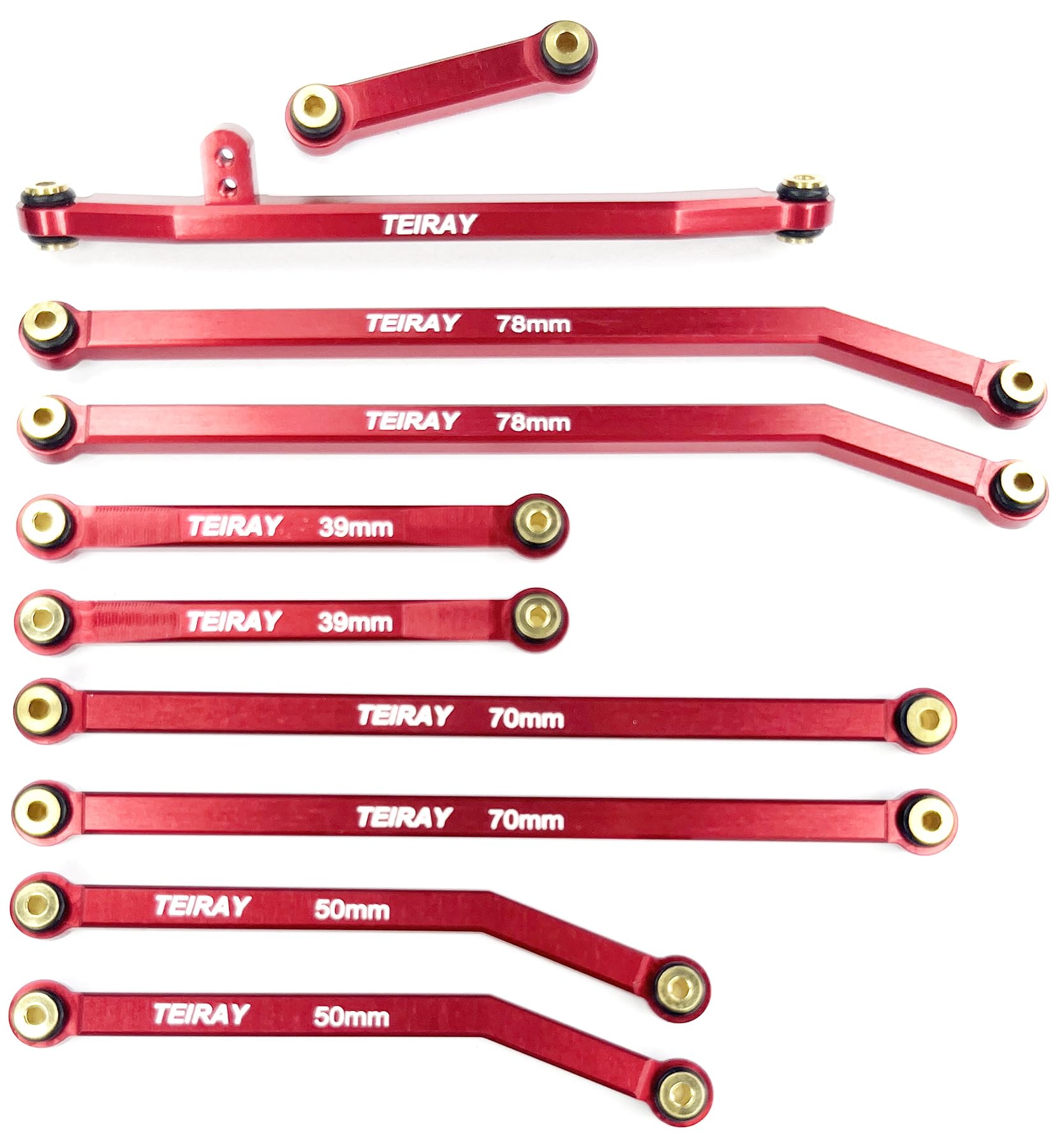 TEIRAY SCX24 Links Upgrades High Clearance RC Crawler Car Steering Rod Tie for SCX24 Gladiator 1/24 RC Crawler Car Axial AXI00005 10PCS (Red)