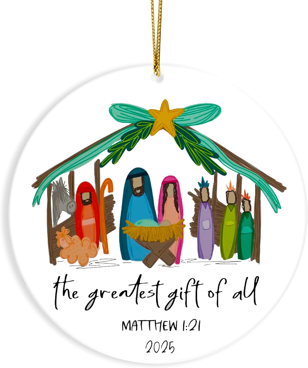Nativity Ornament 2025, Religious Christian Christmas Ornament for Tree, Keepsake Xmas Ornament, Christmas Decor – Jesus is The Reason for The Season