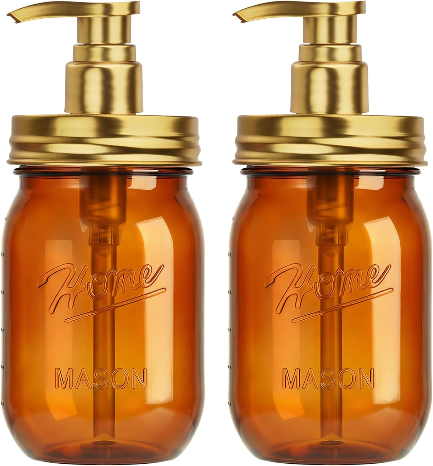 Amolliar Plastic Mason Jar Soap Dispenser with Pump Lid,16OZ Refillable BPA-Free Hand Soap Dispenser Set with Cute Lables - Farmhouse Decor for Kitchen/Bathroom,Liquid Soap,Dish Soap, Lotion (2 Pack)