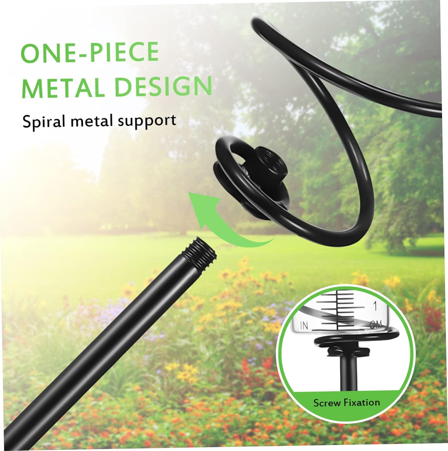 Happyyami Rain Gauge with Iron Spiral Stake for Outdoor Garden 1 Set with Replacement Graduated Cylinder for Yard and Lawn Measurement