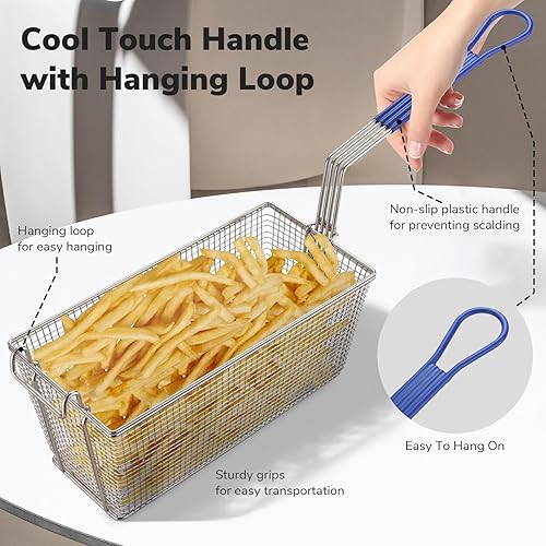 Miniatura 4 de HeyJiaYu 2pcs Deep Fryer Baskets with Hanging Loop 4.4 Lbs Capacity Metal Fryer Baskets 13" x 6 516" x 5 78" Commercial Restaurant Roadside Stall Use