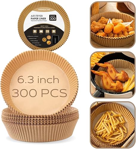 Forro de papel desechable para freidora de aire, 300 forros desechables antiadherentes, papel de hornear para freidora de aire, a prueba de aceite,