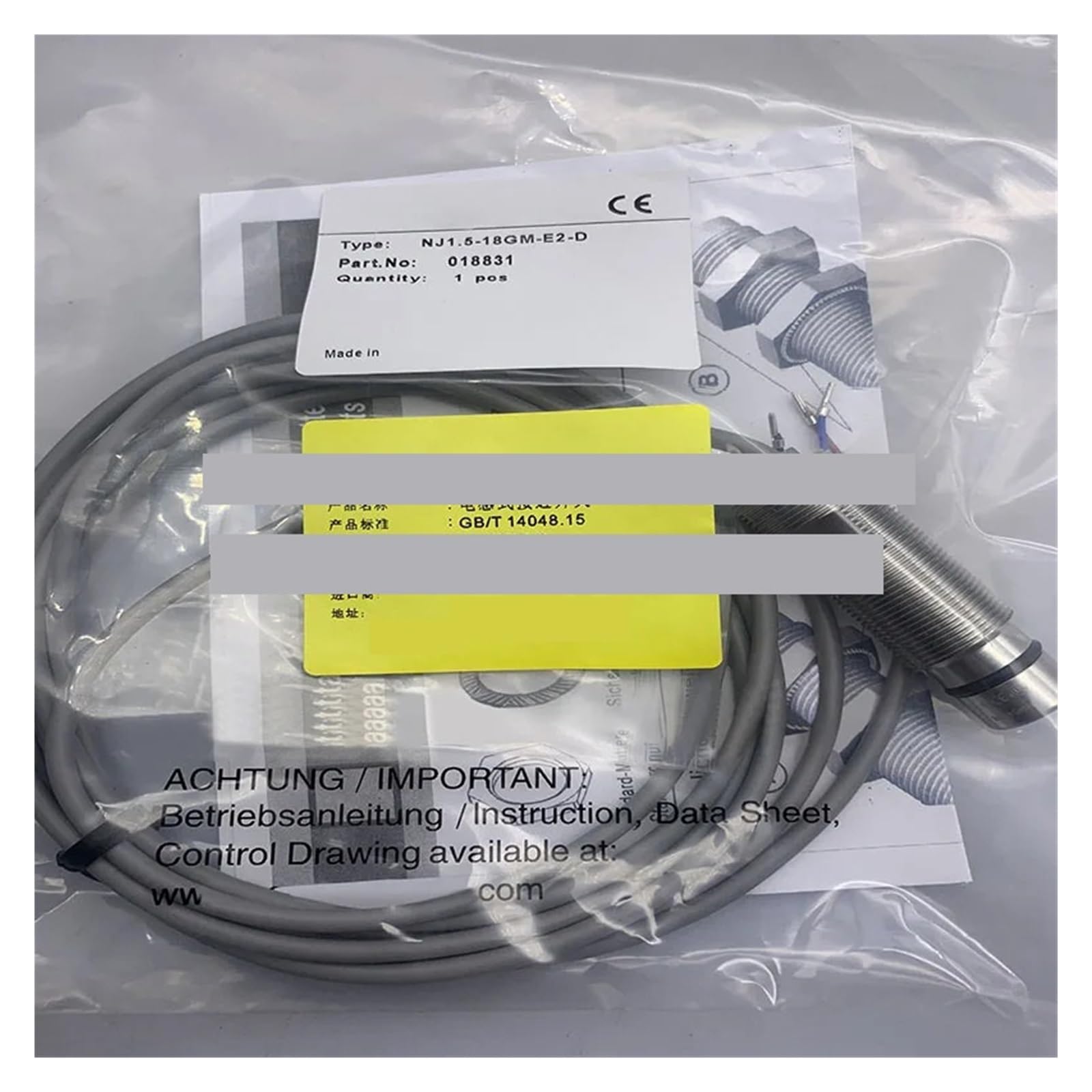 NJ 1.5-8GM40-E0-V1 capteur de proximité résistant aux pannes de signal NPN