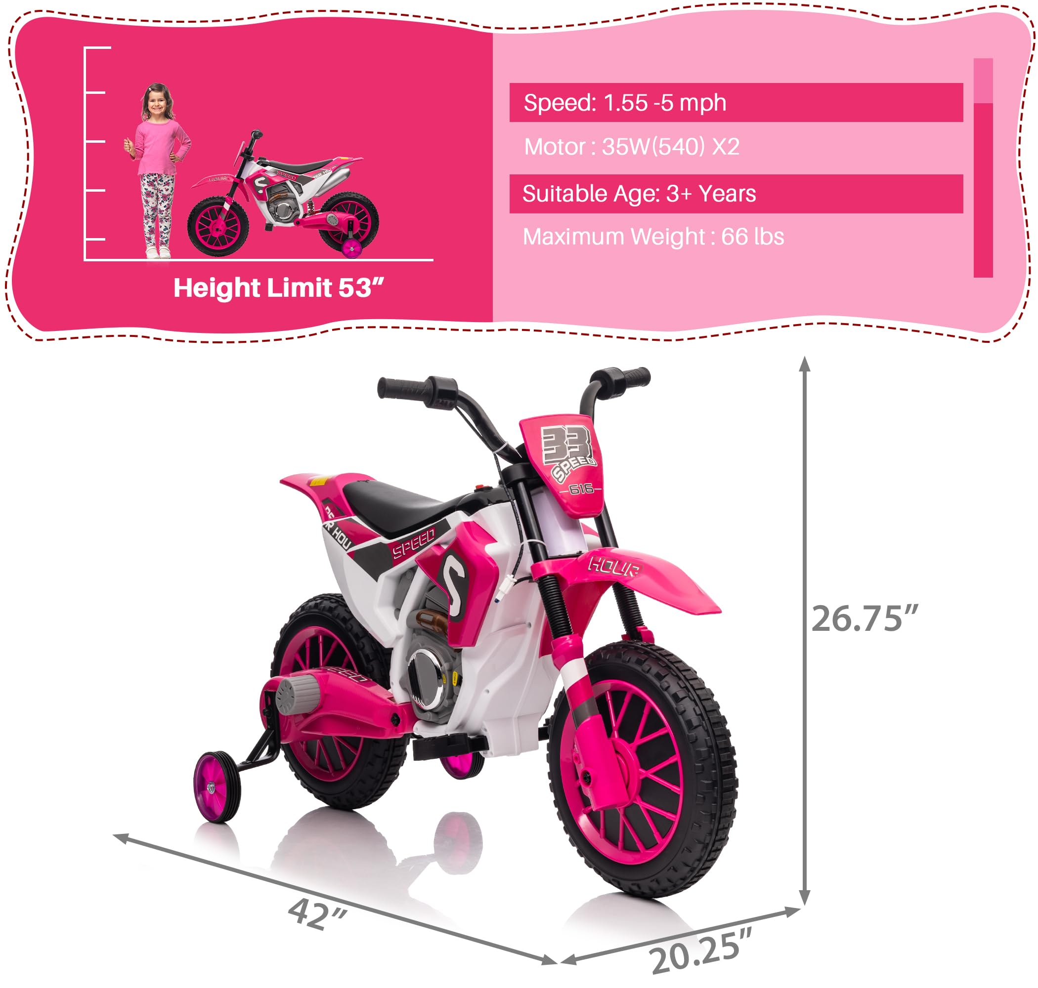 Pink Motorcycle 12 Volt Power Wheels Motorcycle Power Wheels
