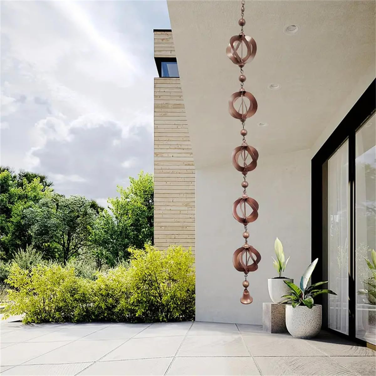 Cadenas De Lluvia, Cadenas Metálicas para Canalones, Adorno Colgante De Cadena para Jardín, Cadena para Recoger Lluvia, Campanas De Viento Retro