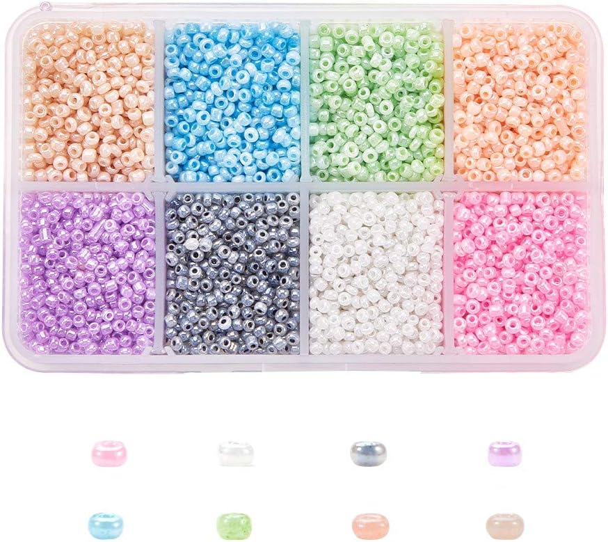 Craftdady 12500pcs 12/0 Glass Seed Beads 2mm Ceylon Round Loose Spacer Beads Mixed Colors for DIY Crafting Jewelry Making