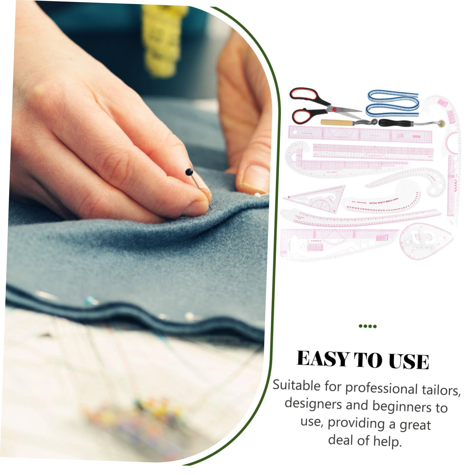 Kit de Règles de Couture 14 Pièces pour Débutants et Tailleurs | Règle Courbe pour Patron, Outils de Mesure et Découpe, Pvc Bois Acier Inoxydable