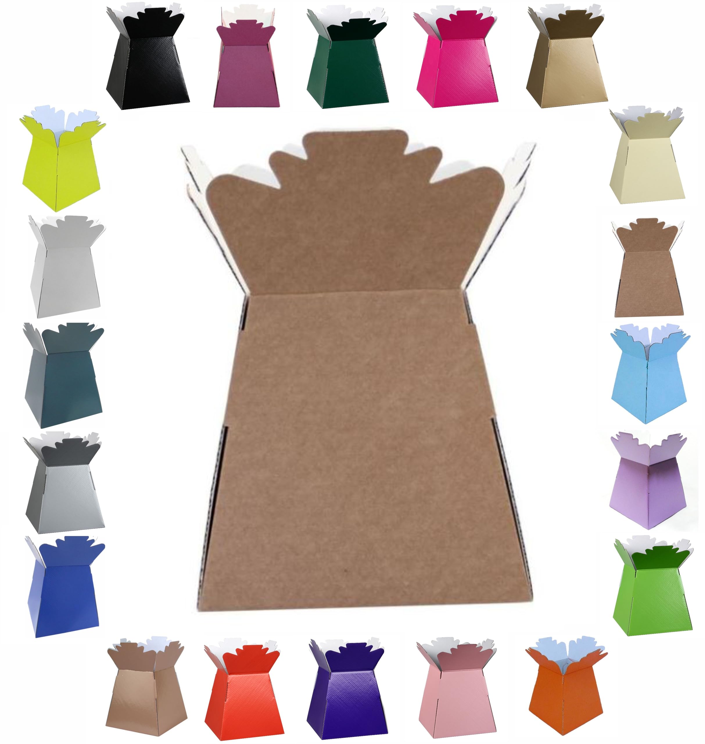 Vibrant Bouquet, Flower Box/Vase - Transportation Display, Presentation Boxes (30, Kraft Brown) โ image 1