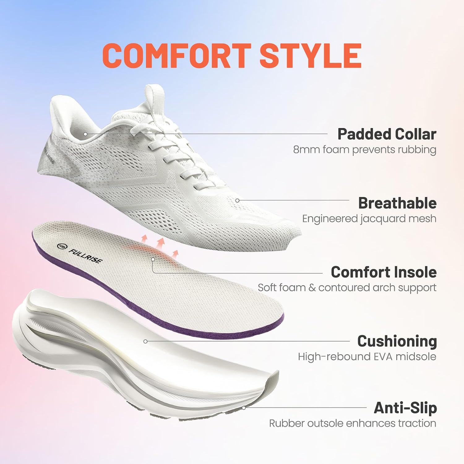 Womens Walking Shoes Slip on Sneakers Cushion Running Nurse Tennis