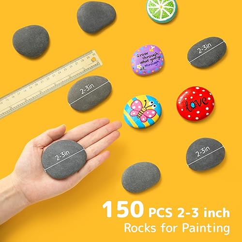 Miniatura 3 de Simetufy 100 rocas para pintar a granel, pintura de rocas de río, piedras naturales planas y lisas para artes, manualidades, regalo pintado para