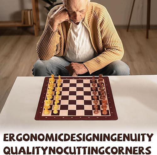 Miniatura 5 de Juego de ajedrez de torneo de 20 pulgadas, juego de ajedrez plegable de silicona, piezas de ajedrez de 3.8 pulgadas, tamaño King, portátil,