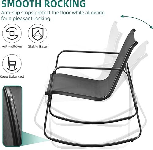 Miniatura 4 de YITAHOME Juego de muebles de patio de 4 piezas, mecedoras pequeñas para patio trasero, sofá biplaza y mesa de cristal, juego de conversación al aire