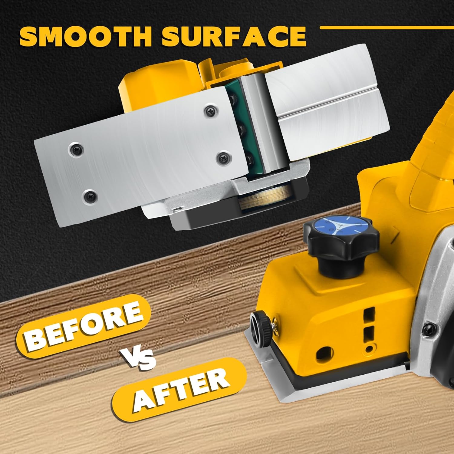 Cordless Handheld Planer for Dewalt 20V Battery, Brushless Electric Power Planer 15000RPM, 3-1/4 Inch Wood Planer for Woodworking, Carpentry & DIY Projects(No battery)