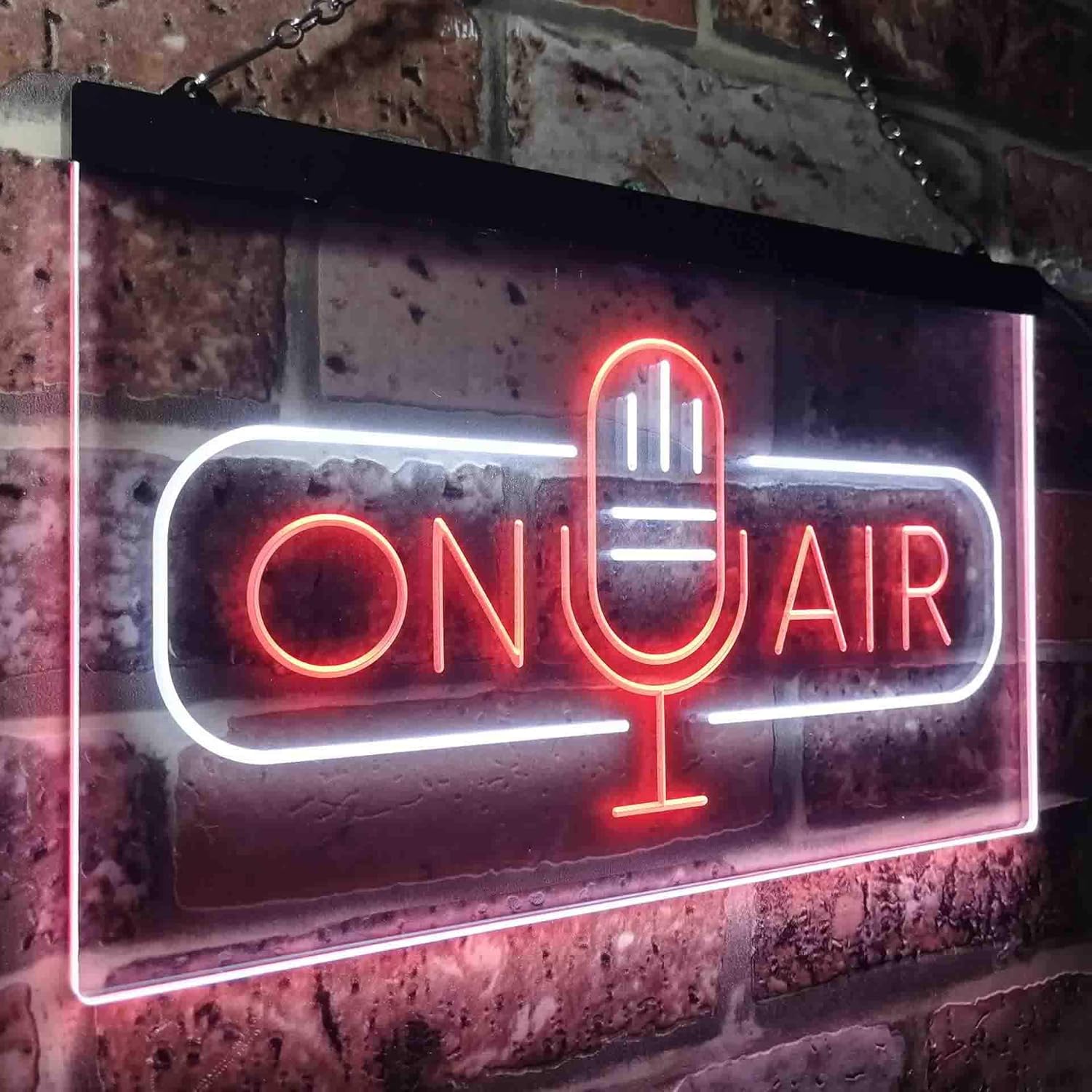 ADVPRO On Air Speaker Studio Dual Color LED Neon Sign White & Red 12" x 8.5" st6s32-i3568-wr