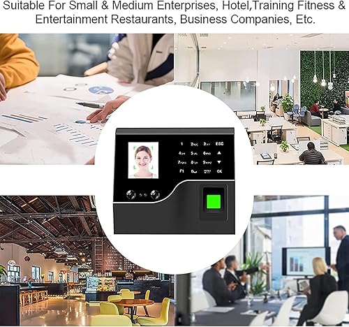 Miniatura 8 de Reloj de hora, relojes biométricos de tiempo de huellas dactilares para empleados de pequeñas empresas, máquina de tarjeta de tiempo con pantalla
