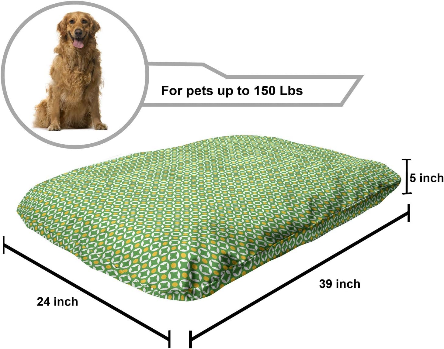review Ambesonne Vintage Pet Bed, Continuous Pattern of Rounds and Nostalgic Motifs in Natural Tones, Chew Resistant Pad for Dogs and Cats Cushion with Removable Cover, 24