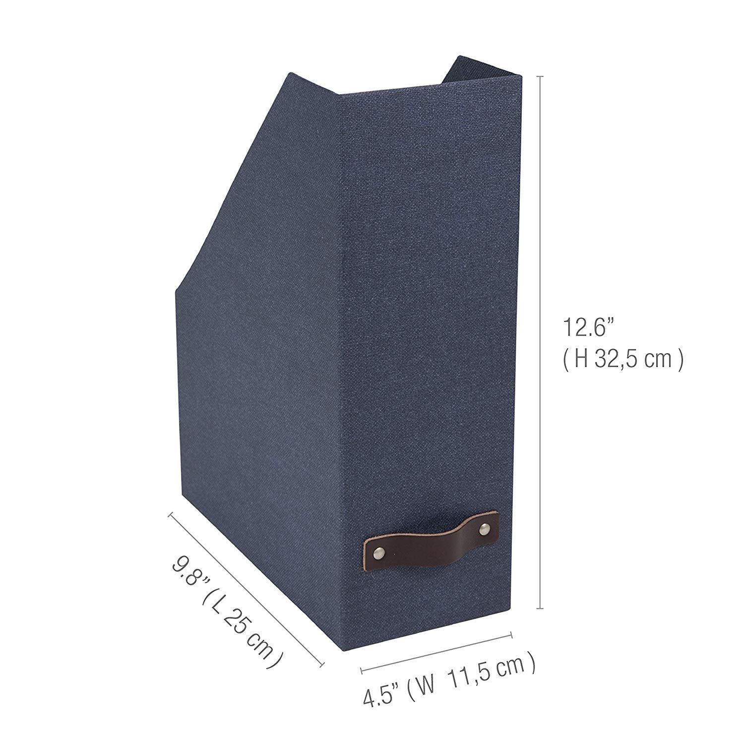 Porta Riviste Bigso Box Of Sweden - In Fibra Di Legno Con Maniglia In Pelle, Grigio, Effetto Lino - Foto 13