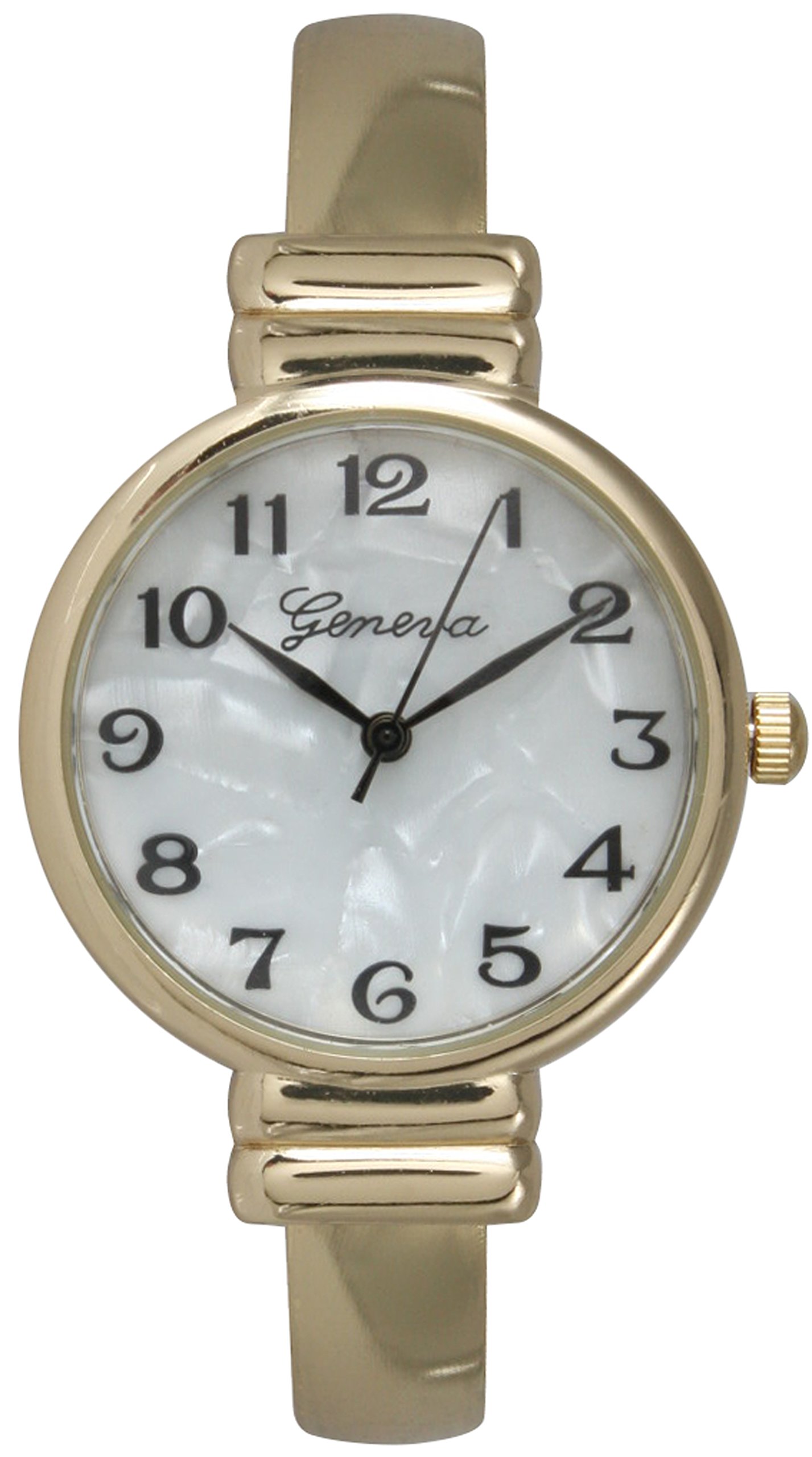 Geneva Metal Bangle Watch Classic Easy Read (Shinny Gold)