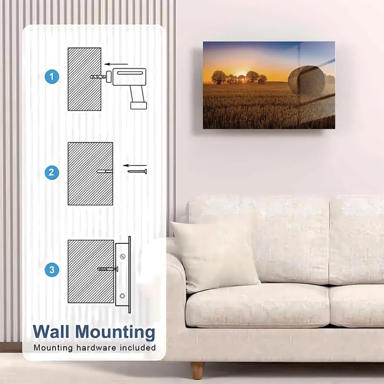 Biometric Hidden Gun Safe fits 2 pistols,Quick Access Hidden Gun Storage with Movable Bracket and Magazine,Wall Mount Gun Safe for Secure Firearm Storage with Fingerprint, Key Access(Haystack)