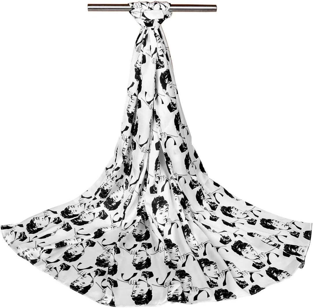 Scarf for Girl Women Boy Dress Gift Fashion Shawl & Wrap White/Black
