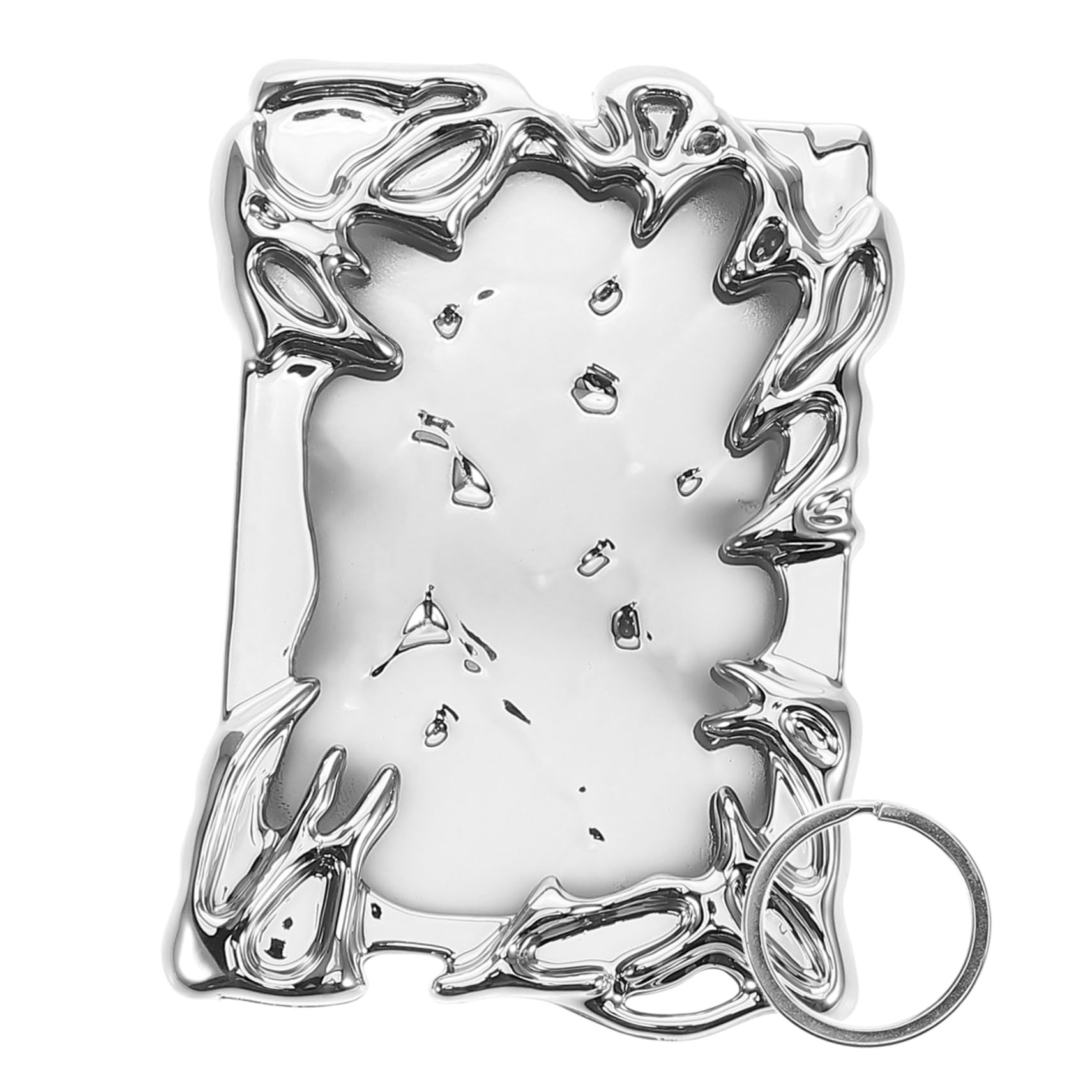 AmosfunElectroplate Plastic Photo Frame Keychain Irregular Frame Id Badge Holder for Student Card Photocard Display Keychain Holder