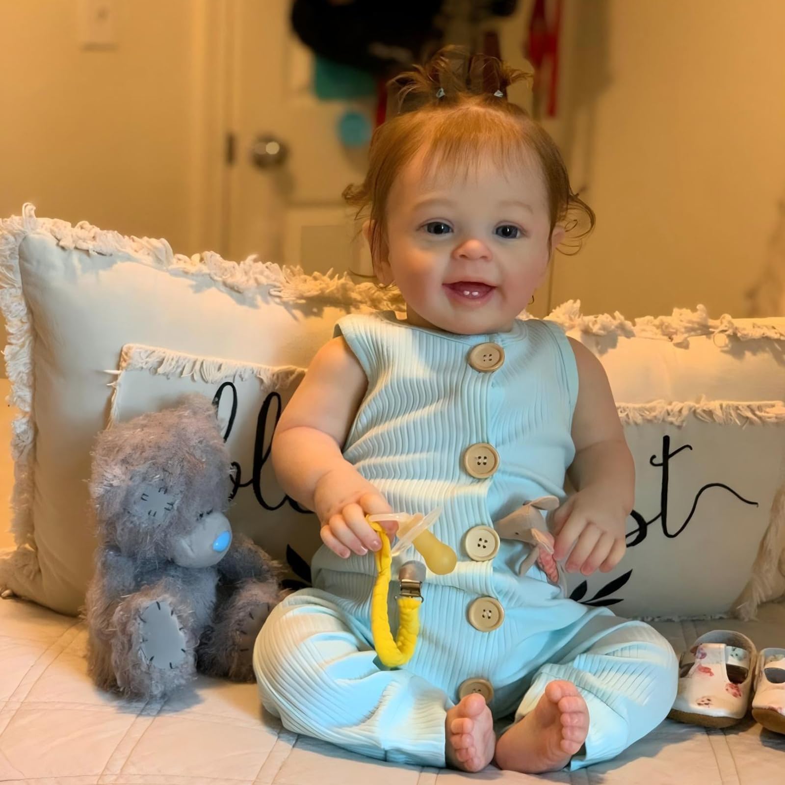 24 Zoll 60 cm Reborn Baby - Reborn Puppe Junge Lebensechte Babypuppe Reborn BabysPuppen Weicher Handgemachte Realistische Wiedergeborene Sieht aus wie EIN echtes Baby Mädchen