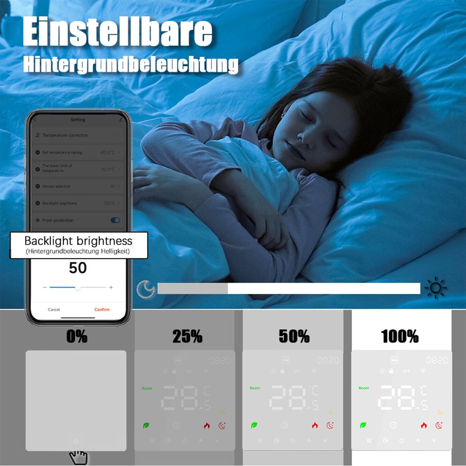 WiFi Thermostat Fussbodenheizung Für Wasser Fußbodenheizung, Programmierbar Raumthermostat, Thermostate Heizung kompatibel mit Alexa, Google Home, Tuya, 230V Weiß