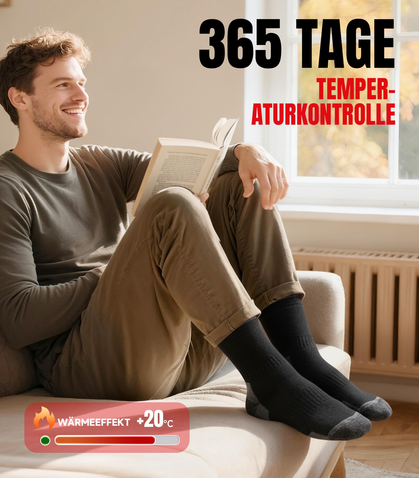 PULIOU Wandersocken Merino Socken Herren Damen, Outdoor & Trekking-Socken, Anti-Blasen, Gepolstert Arbeitssocken Laufsocken Sportsocken (3 Paar)