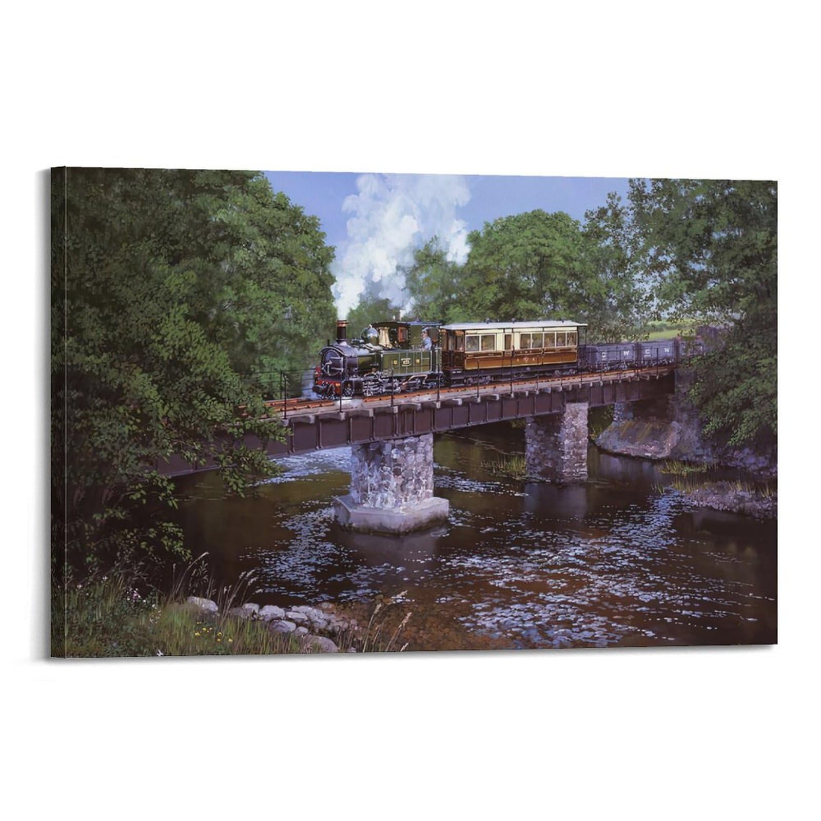 ZSZWHJ Industrial Art Poster Steam Train Moped Railway Poster Decorative Painting Canvas Wall Posters And Art Picture Print Modern Family Bedroom Decor Posters 20x30inch(50x75cm)