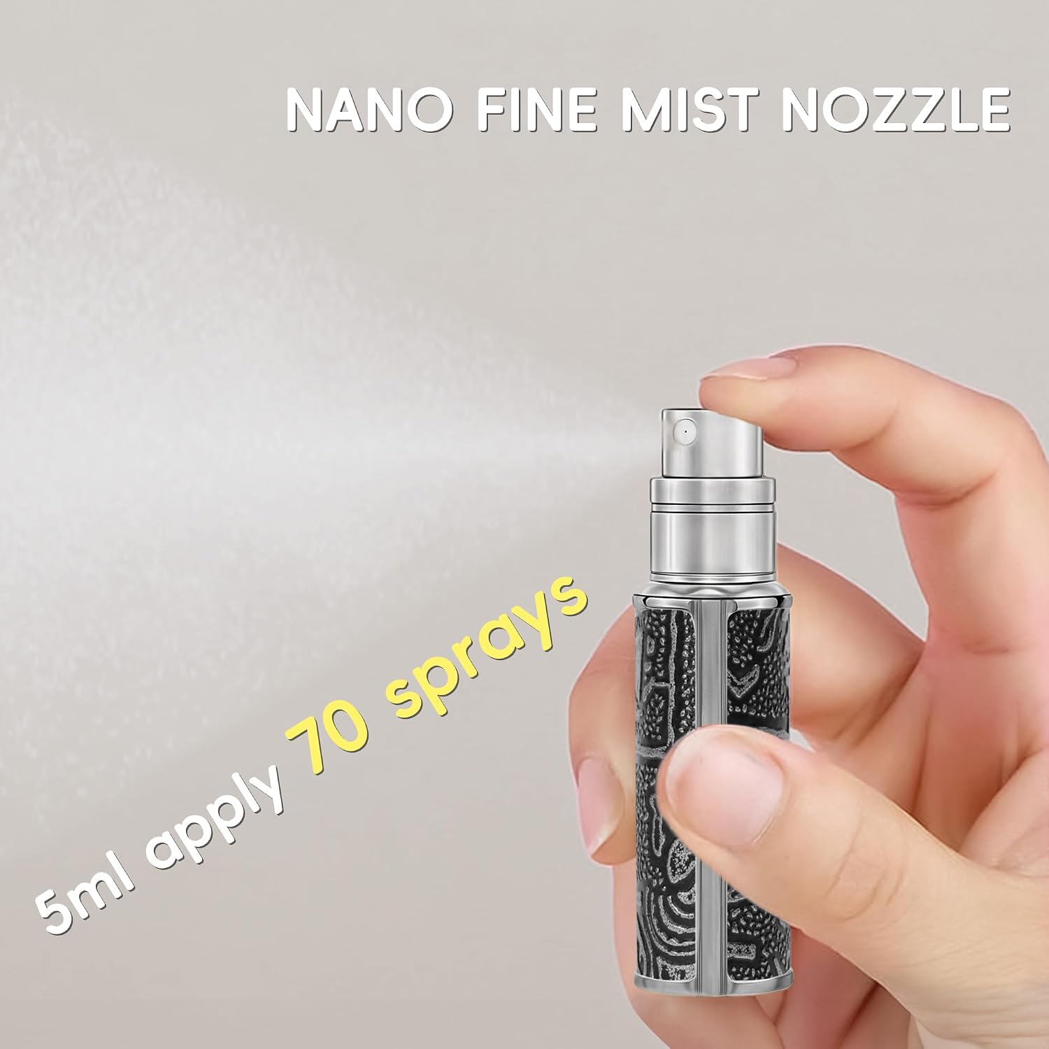 Perfume Spray Bottle 5ml, Ancient Print Leather Refillable Dispenser Bottom Fill Fragrance Scent Container, Portable and Leak-proof Suitable for Traveling & Outgoing, AG00AQ (Egypt Prink)
