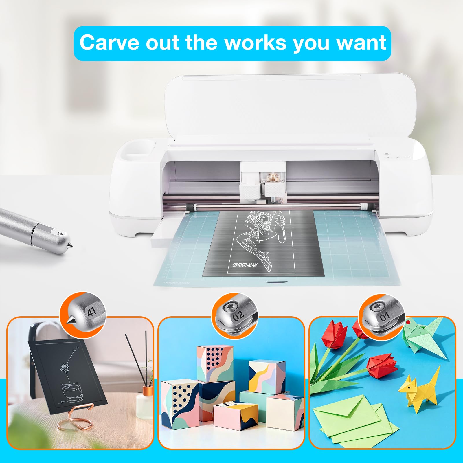 Pointe de gravure + roue à point unique + roue à double point + boîtier d'entraînement, paquet de combo punterad pour Maker 4/3/Maker, pour la fabrication d'étiquettes/coffrets cadeaux/décoration