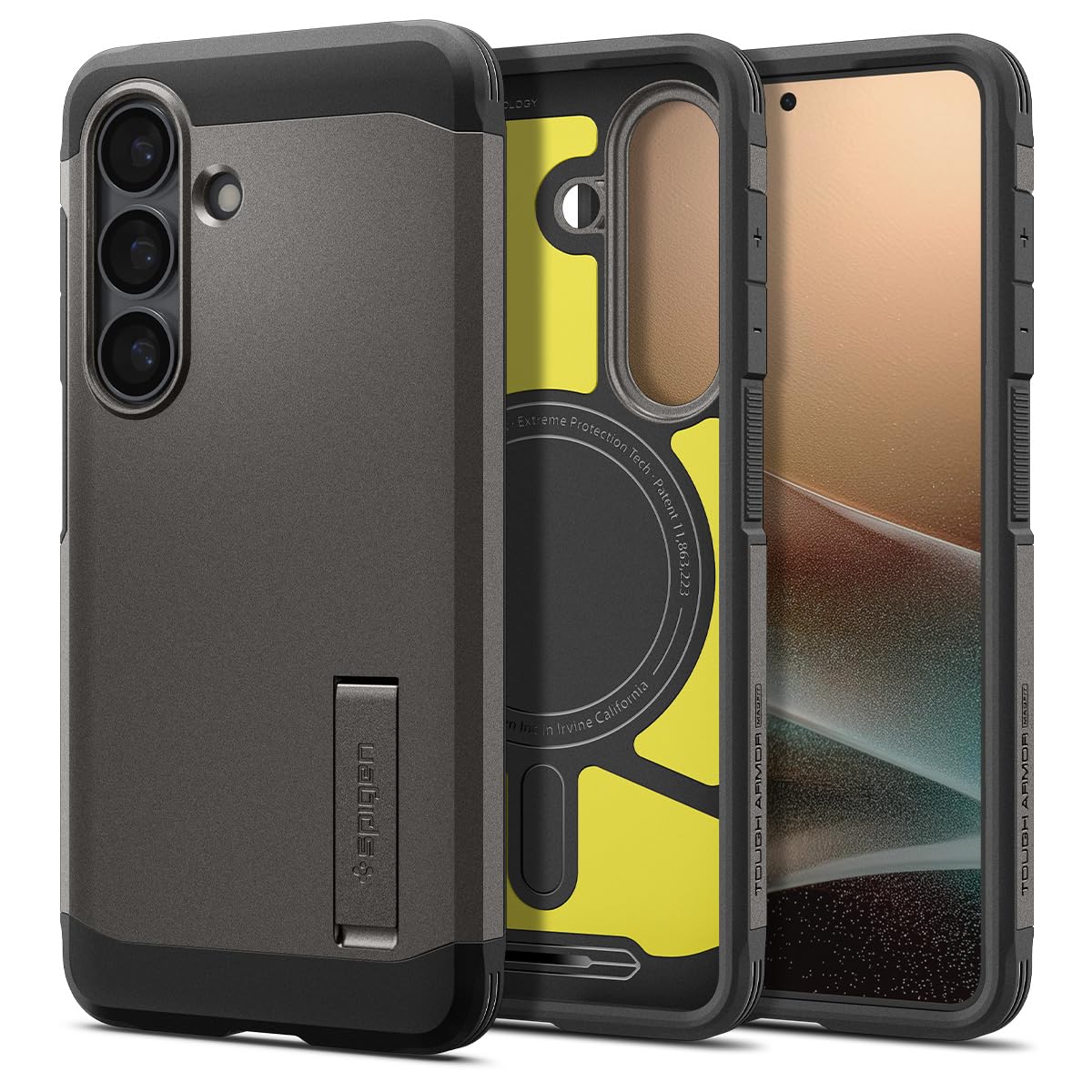Spigen 【創業19年の技術力】 Galaxy S26 ケース MagSafe対応 米軍MIL規格 耐衝撃 タフ・アーマー・マグフィット (ガンメタル) ACS11063