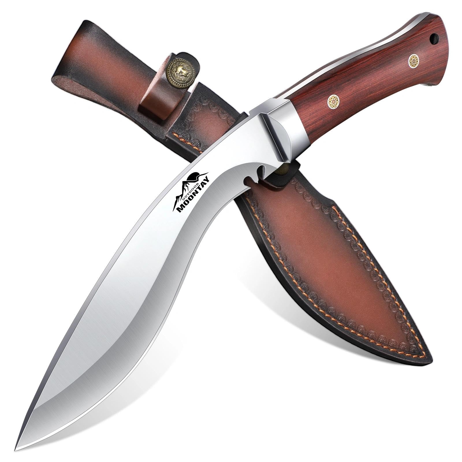 Moontay Fixed Blade Kukri Knife - VG10 Steel Hunting Knife with Sheath, Full Tang Survival Knives with Wood Handle for Bushcraft Camping Fishing Hiking BBQ, Father's Day Gifts Box