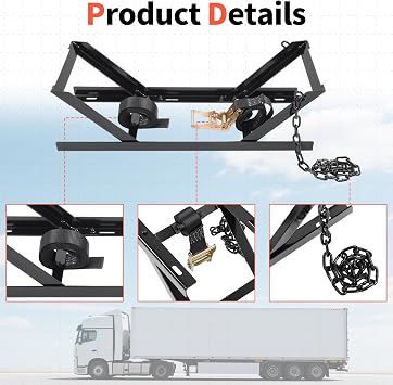 ECOTRIC Semi Truck Spare Tire Rack Commercial Truck Tire Storage Rack | Tractor Trailer with Ratchet Strap Chain and Lock