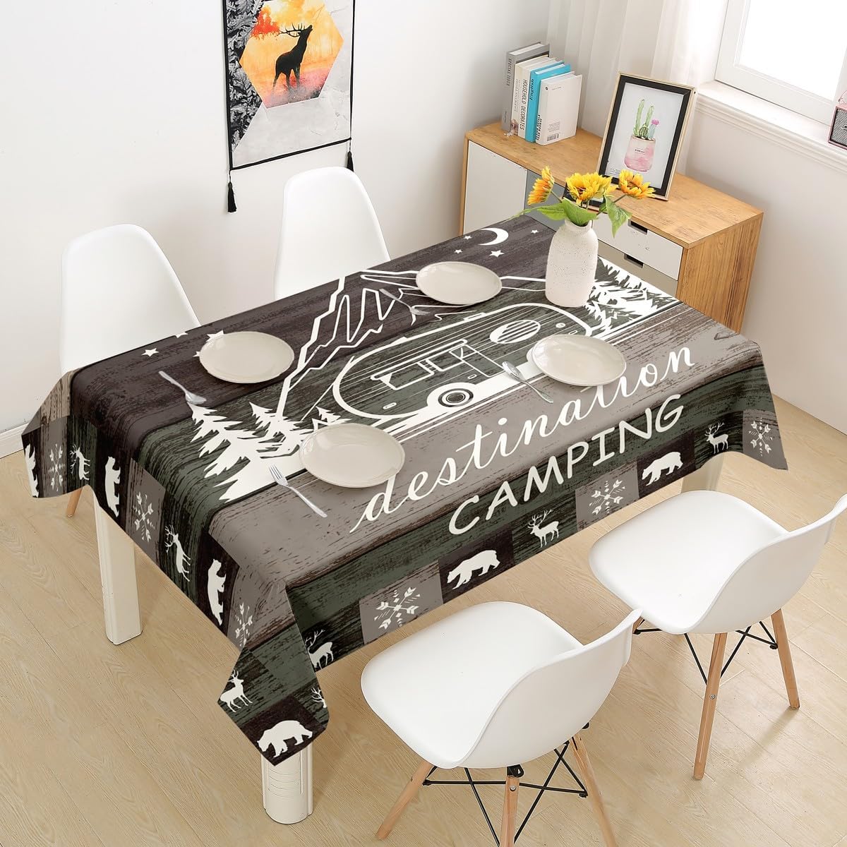 Castle Fairy 3D Alphabet Tablecloth Colorful Alphabet Table Cloth for Square Tables Waterproof Durable English Alphabet Table Cover for Kitchen Dining Room(55 X 87 Inch)
