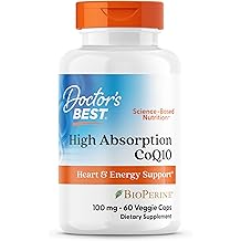 Doctor's Best High Absorption CoQ10 with BioPerine, Vegan, Gluten Free, Naturally Fermented, Heart Health &amp; Energy Production, 100 mg 60 Veggie Caps