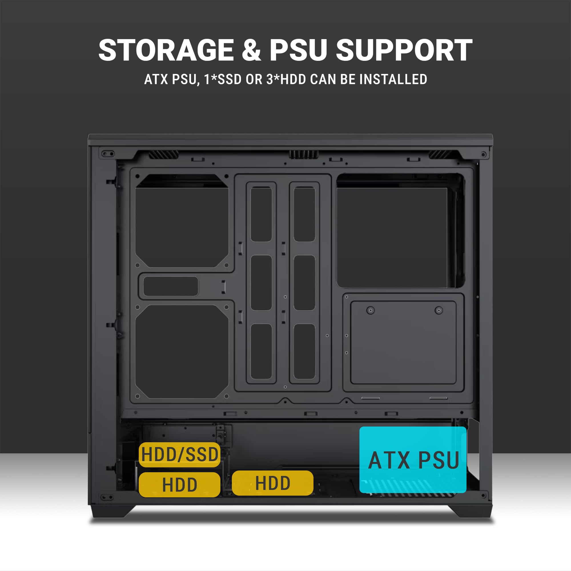 Ant Esports Crystal X6 Lite - Black Gaming Case -9