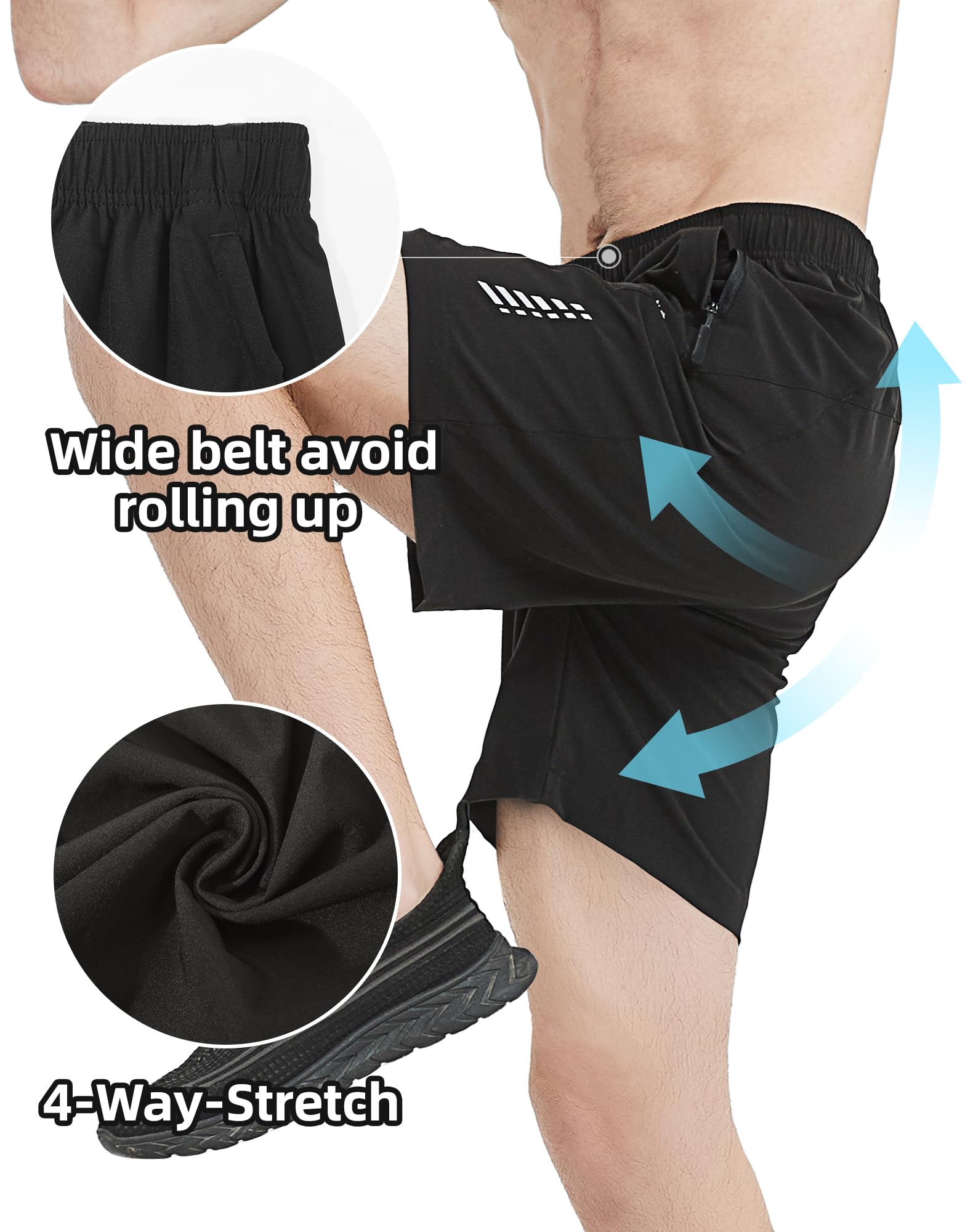 AlpinePulse Pantaloncini Sportivi Uomo Pantaloncini Uomo Asciugatura Rapida con Tasche a Zip per Jogging Running Fitness Tennis Outdoor