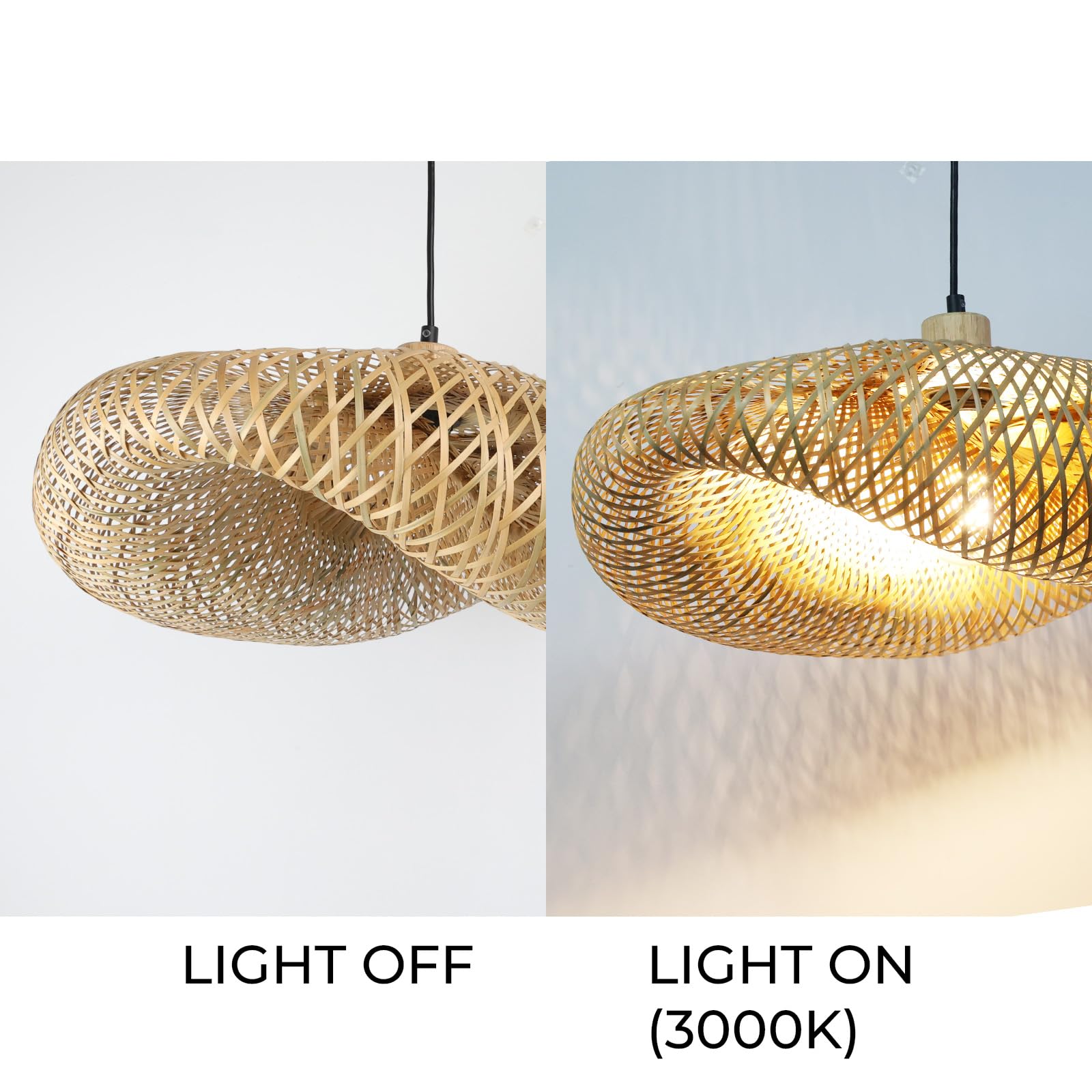 Alpinaluz Rattan Hängelampe – Handgefertigter Lampenschirm, 60 Cm Durchmesser, E27 Fassung, Für Wohnzimmer & Esszimmer