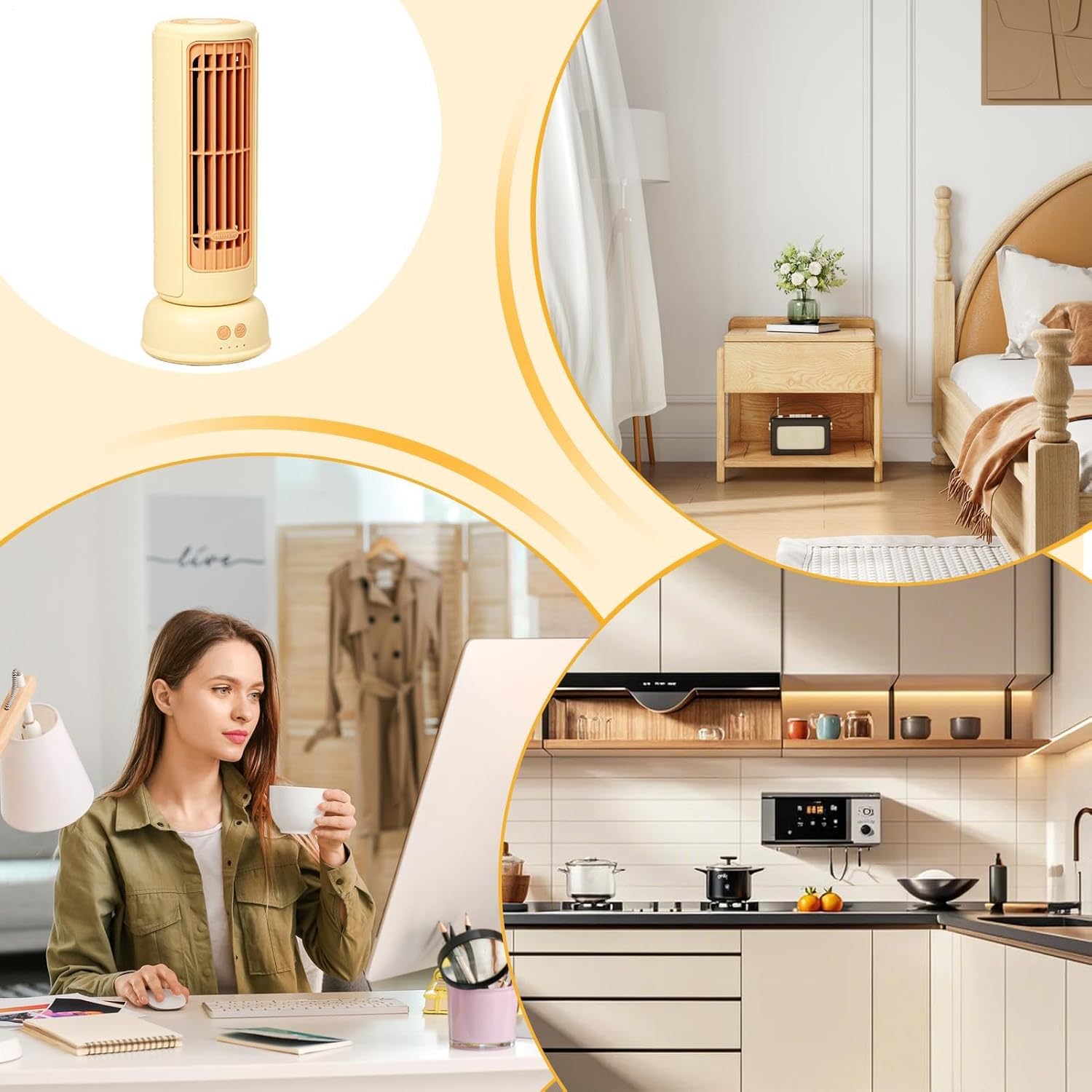 Standing Fan - Rotating Tower Fan,Powerful Portable Ventilator with 3-Speed Settings for Home Nursery Kitchen Office Garage Outdoor Dorm Room Basement Camping