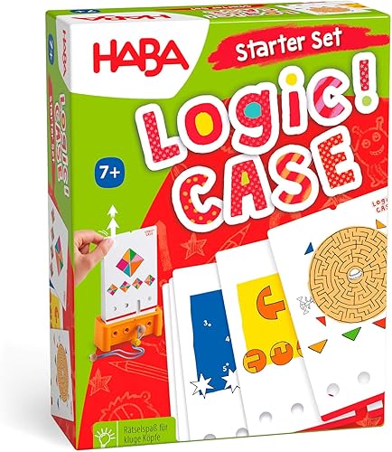 HABA Juego de iniciación de Logic! CASE - Rompecabezas y juegos de coches, un juego de mano para desarrollar el pensamiento crítico para niños a