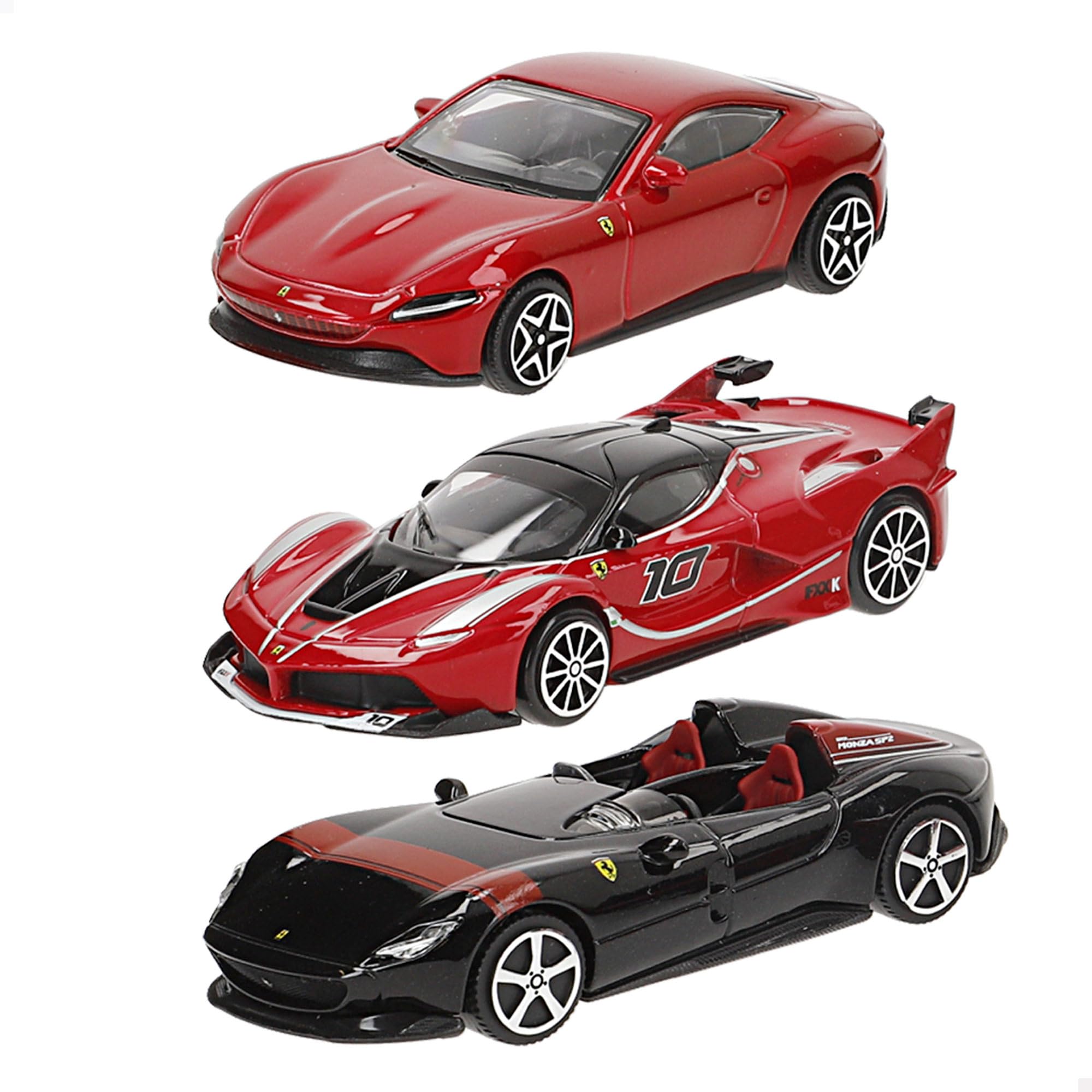 Burago Pack de 3 coches Ferrari a escala 1:43, Modelos surtidos, Envío aleatorio, Carrocería de metal, Detalles realistas, Recomendado a partir de 3 años (78005)