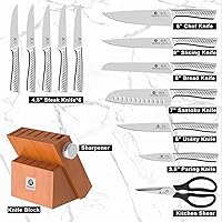 Vista 3 de imarku® Juego de cuchillos, juego de 14 piezas para cocina con bloque, juego de cuchillos de cocina de una pieza premium con afilador, juego