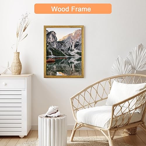 Miniatura 8 de Marco de póster de madera de 24 x 36 pulgadas, color dorado, ornamentado natural, marco de fotos de 36 x 24 pulgadas, moderno marco dorado de 24 x