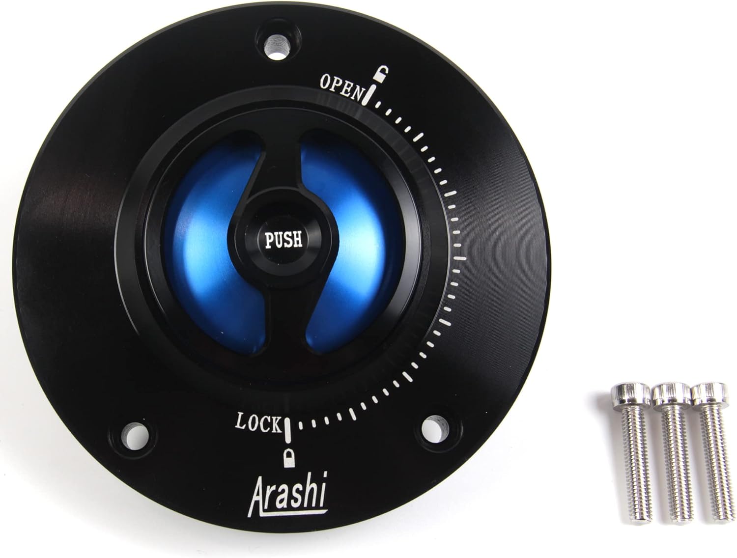 CNC Keyless Fuel Tank Gas Cap Cover for Suzuki GSF Bandit 650 1200S 1250, GSR 600 750, GSX650F, GSX1250F, Hayabusa Gen 2 GSXR 1300, GSXR 600 750 1000, SV650 SV650S, SV1000 SV1000S Blue