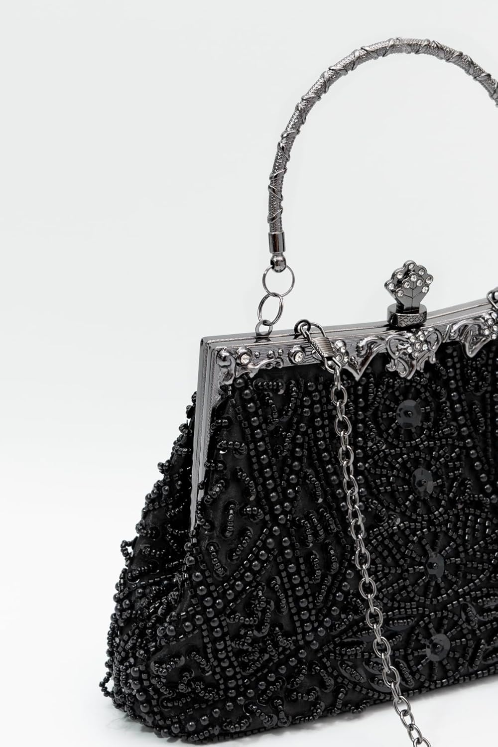 Vintage floral leaf beads sequins evening bag Elegant Clutch for Women for Brides, Proms, Parties, and Formal - Image 4