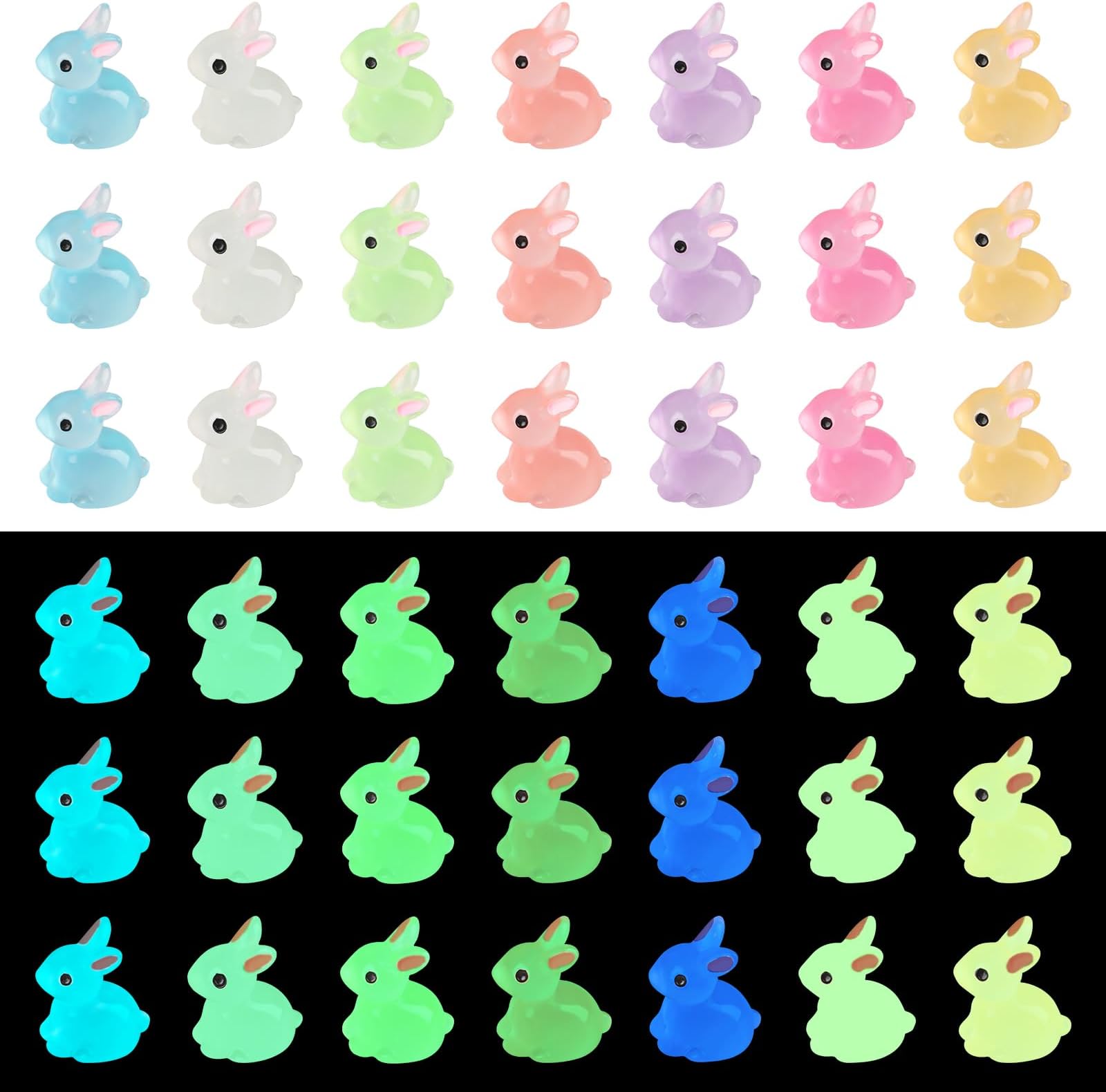 Amazon.com: HYG 30 Pieces of Mini Resin Luminous Rabbit Mini Portrait ...