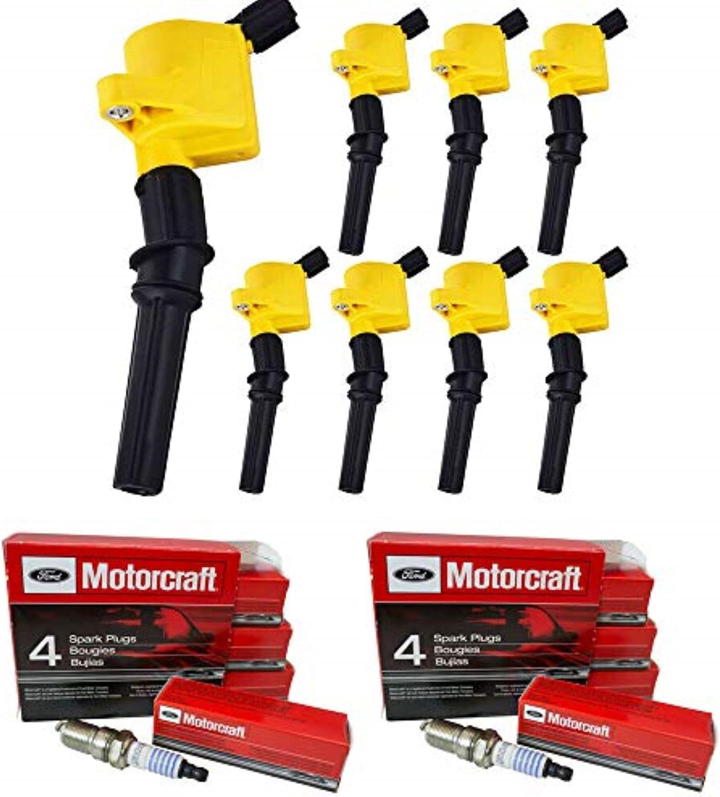 MCK High Performance Ignition Coils + Platinum SP413 Spark Plugs Compatible With 2000-2011 Ford F-150 Mustang FD503 DG508